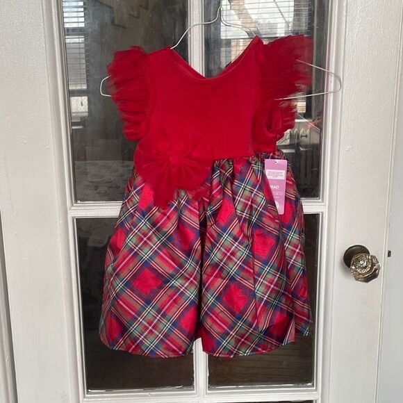 Barbie plaid toddler girl Christmas holiday party dress size 4T new with tags - Picture 1 of 15